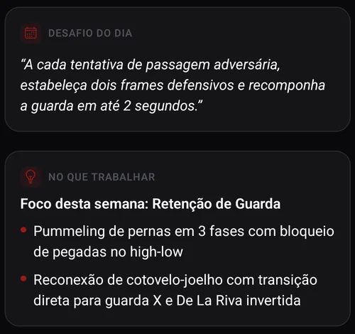 Desafio do dia e foco da semana: retenção de guarda, com dois sistemas específicos para drillar